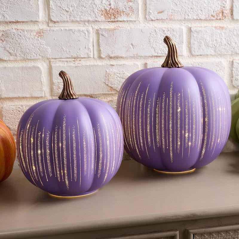 Glass Pumpkins — Lighted Halloween Decor - Plum