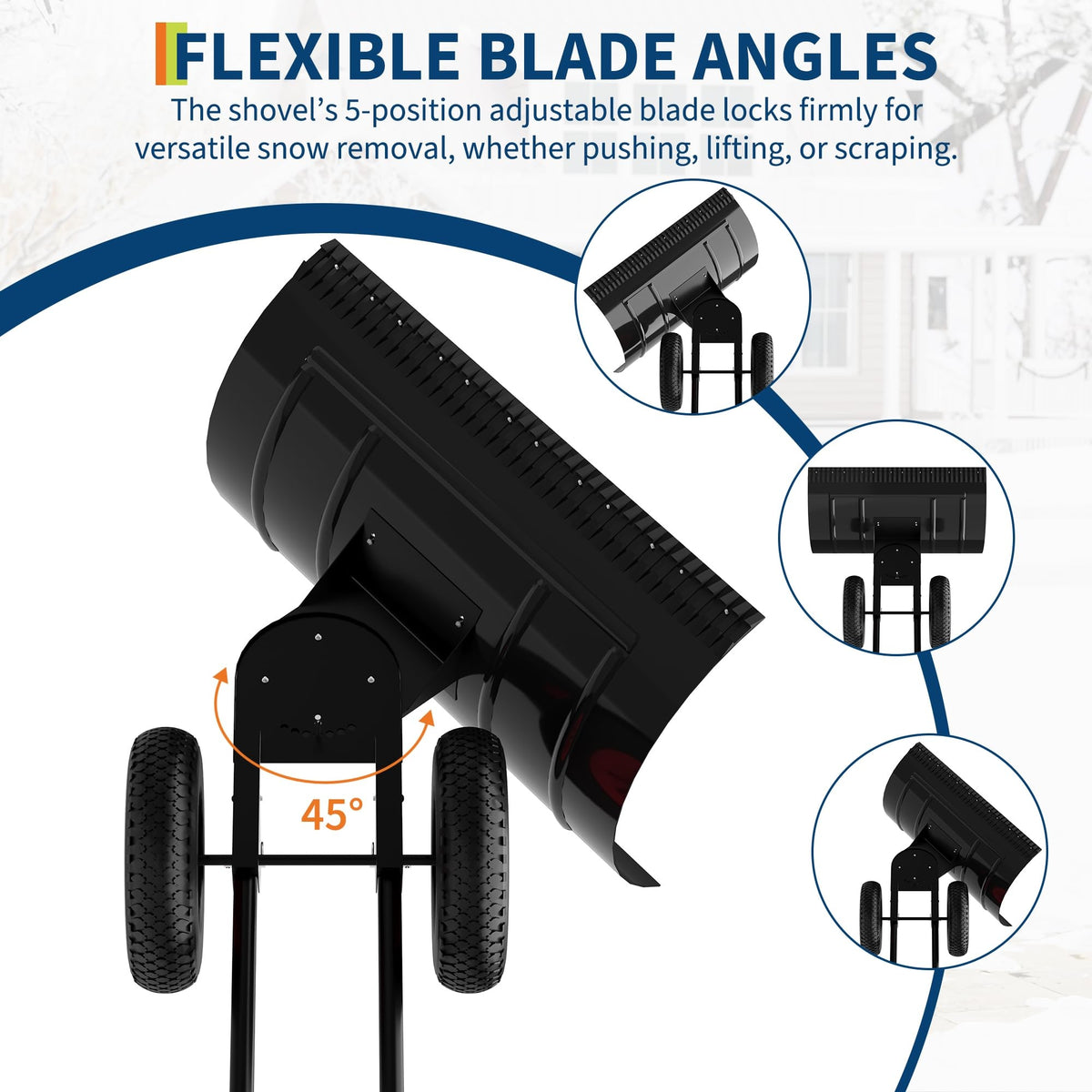 Wheeled Snow Shovel Pusher — for Driveways and Sidewalks