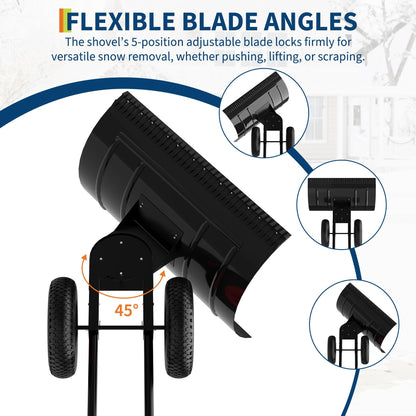 Wheeled Snow Shovel Pusher — for Driveways and Sidewalks