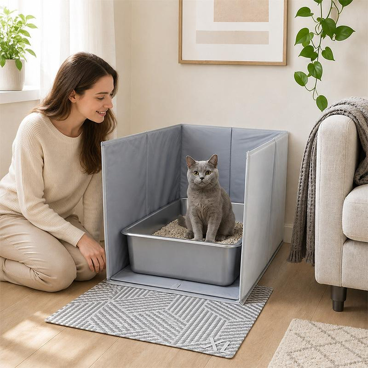 Foldable Cat Litter Box Splash Guard — for Cleaner Floors