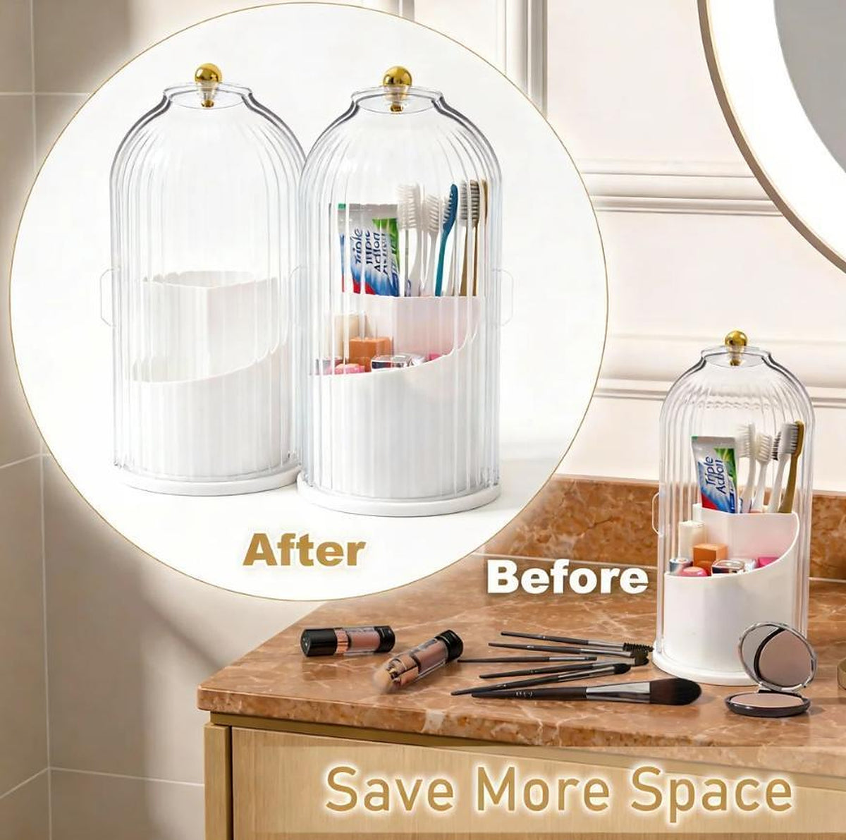 360° Rotating Toothbrush Holder — for Bathroom and Vanity
