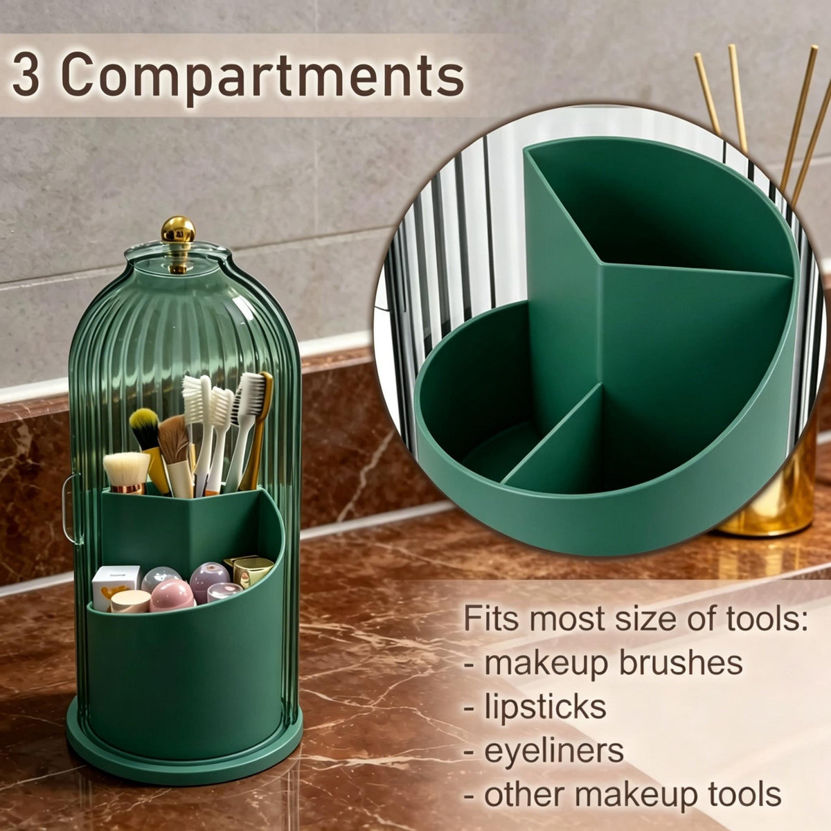 360° Rotating Toothbrush Holder — for Bathroom and Vanity