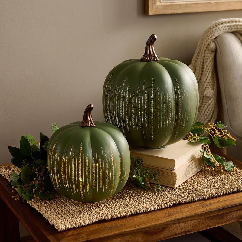 Glass Pumpkins — Lighted Halloween Decor - Sage