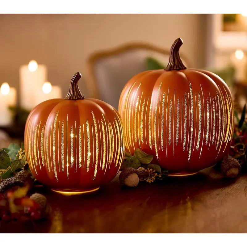 Glass Pumpkins — Lighted Halloween Decor