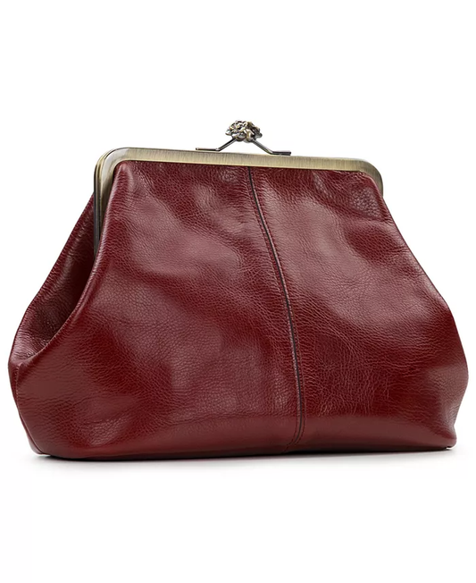 The Original Kiss-lock Closure Adorned Leather Bag