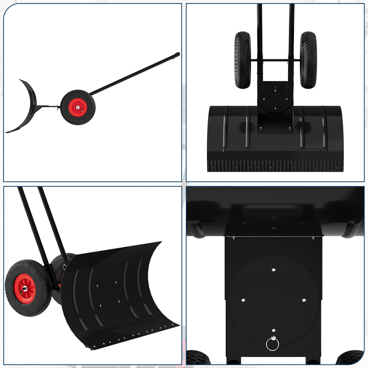 Wheeled Snow Shovel Pusher — for Driveways and Sidewalks