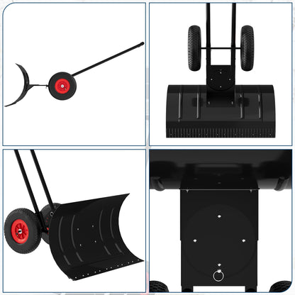 Wheeled Snow Shovel Pusher — for Driveways and Sidewalks