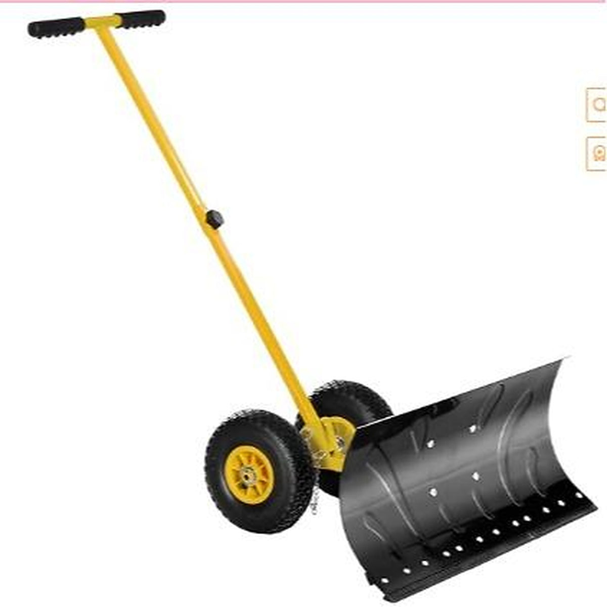 Wheeled Snow Shovel Pusher — for Driveways and Sidewalks - 29" W X 19"H-Single Lever-Yellow&Black 50