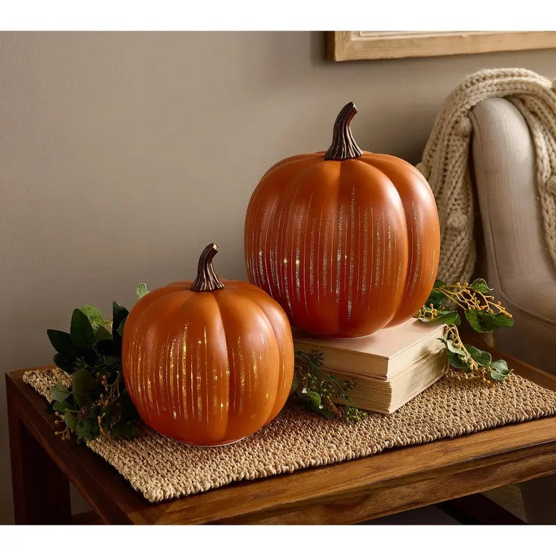 Glass Pumpkins — Lighted Halloween Decor