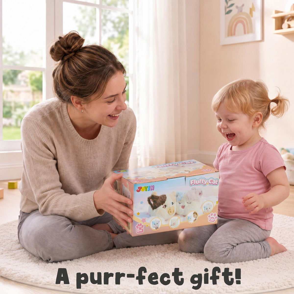 Interactive Fluffy Cat Plush Toy — for Kids Who Love Cuddles