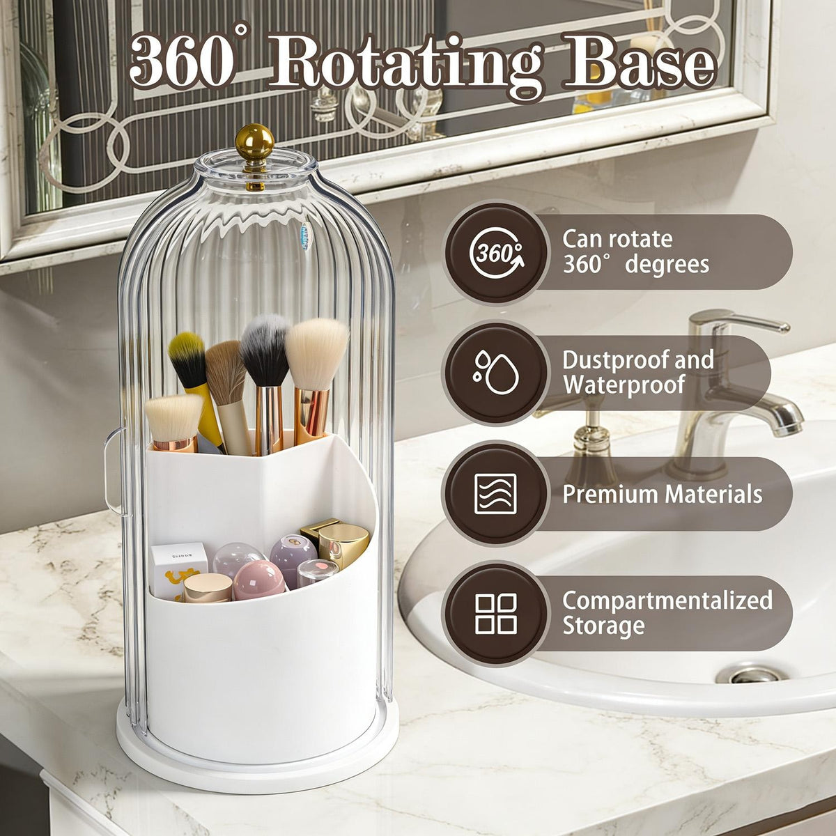 360° Rotating Toothbrush Holder — for Bathroom and Vanity