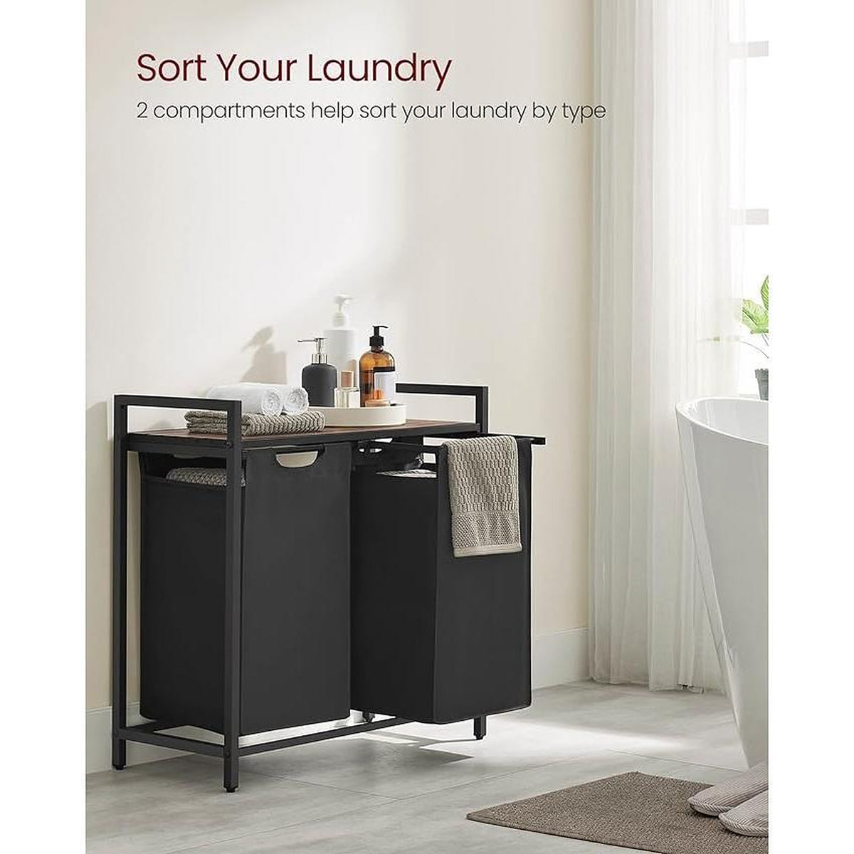 Compartmentalized Laundry Hamper — Sorter with Shelf