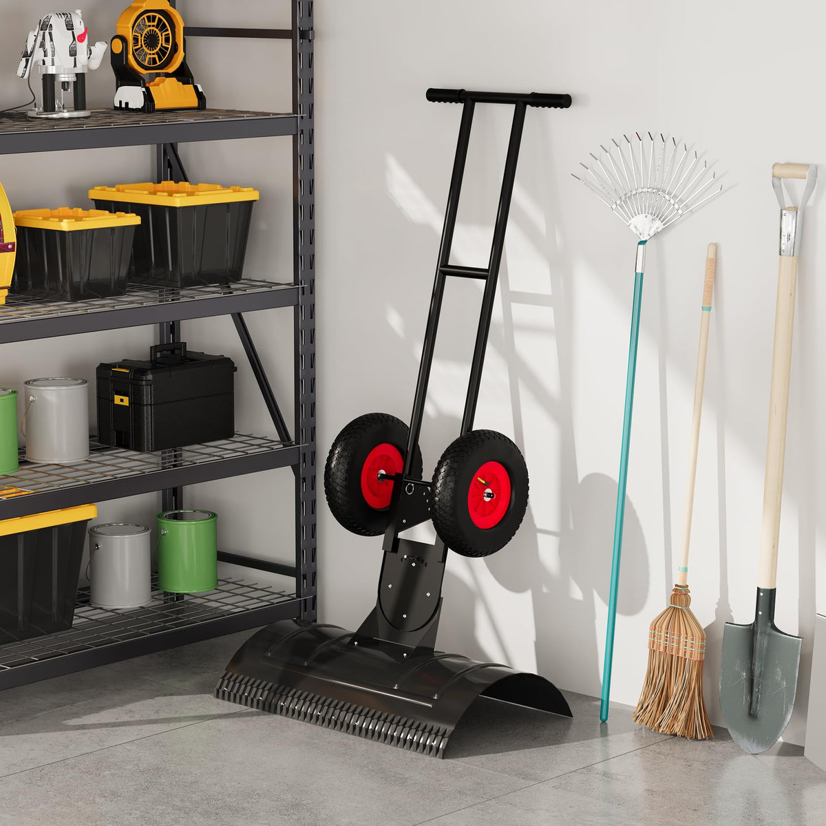 Wheeled Snow Shovel Pusher — for Driveways and Sidewalks