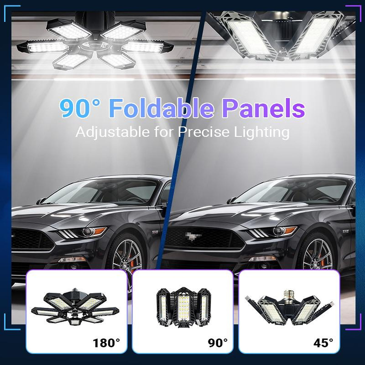 Foldable Garage Light — Bright Ceiling Light for Garages