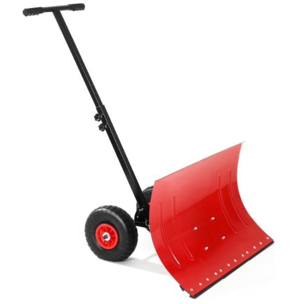 Wheeled Snow Shovel Pusher — for Driveways and Sidewalks - 29" W X 19"H-Single Lever-Black&Red 42