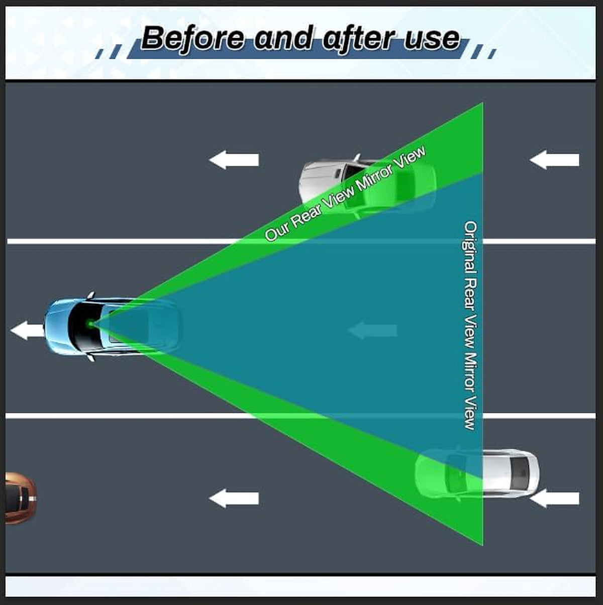 Wide-Angle Rearview Mirror — for Cars, SUVs and Trucks
