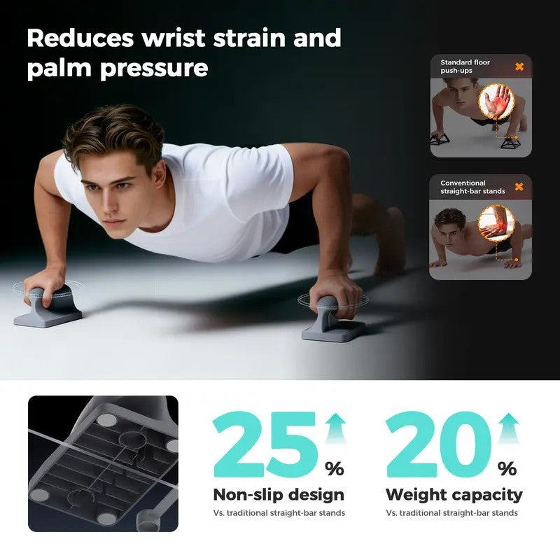 Ergonomic Push Up Bars — Home Workout Set with Mat