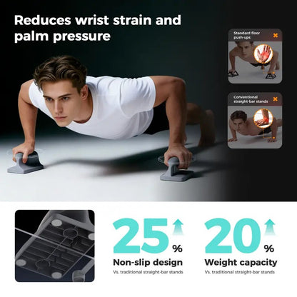 Ergonomic Push Up Bars — Home Workout Set with Mat