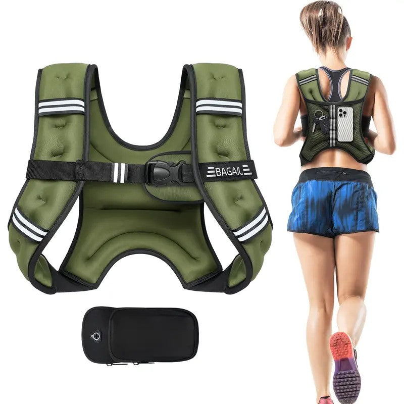 Weighted Workout Vest — for Walking, Running and Training - Green