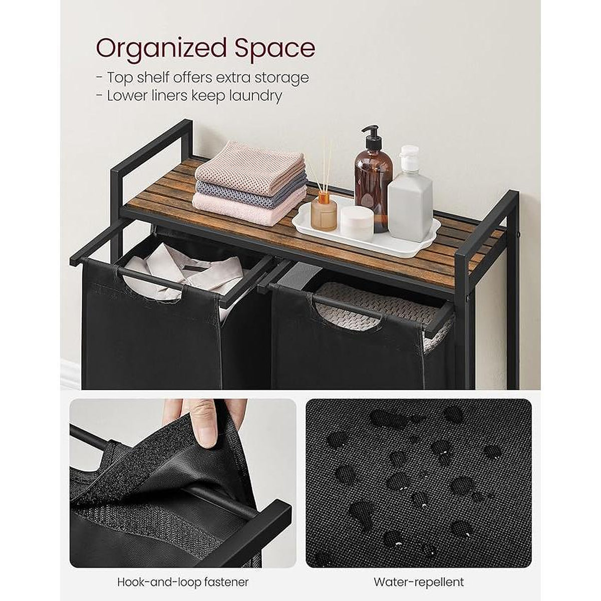 Compartmentalized Laundry Hamper — Sorter with Shelf