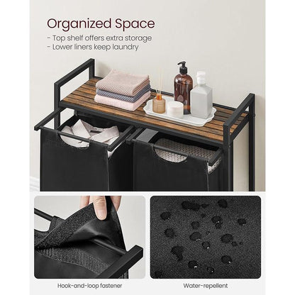 Compartmentalized Laundry Hamper — Sorter with Shelf