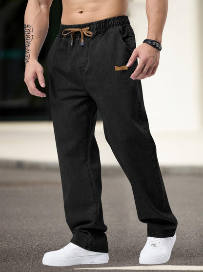 Men's Drawstring-Waist Straight-Leg Jeans — Casual Comfort