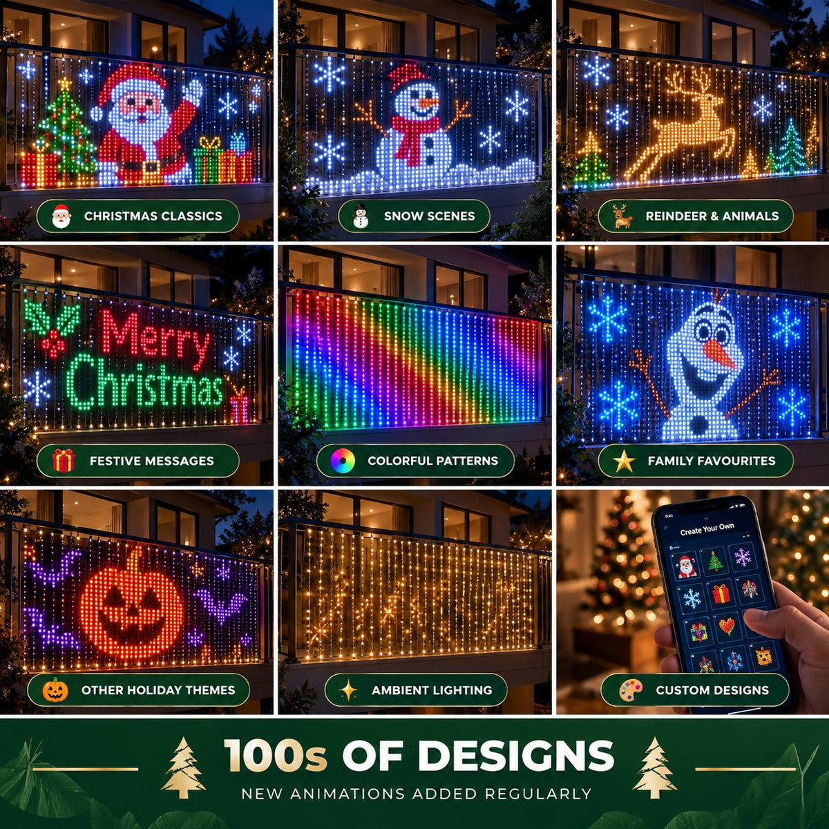 Smart Animated Christmas Lights — Balcony Decor