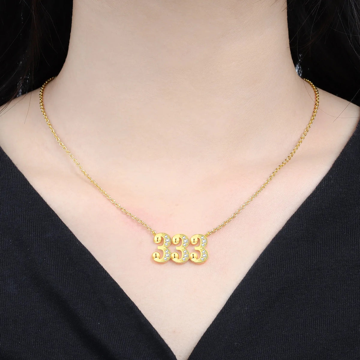 18K Gold Lucky Number Pendant Necklace — For Women