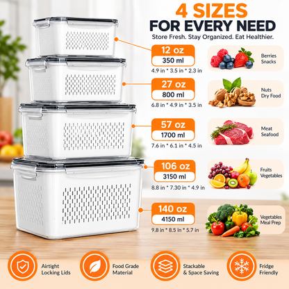 Fresh Produce Storage Containers – Airtight Fruit & Veggie Keeper