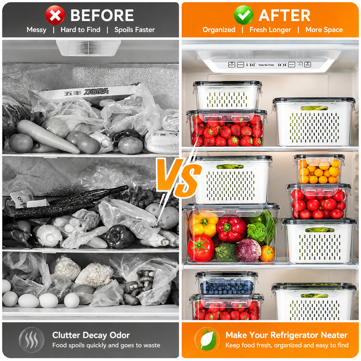 Fresh Produce Storage Containers – Airtight Fruit & Veggie Keeper
