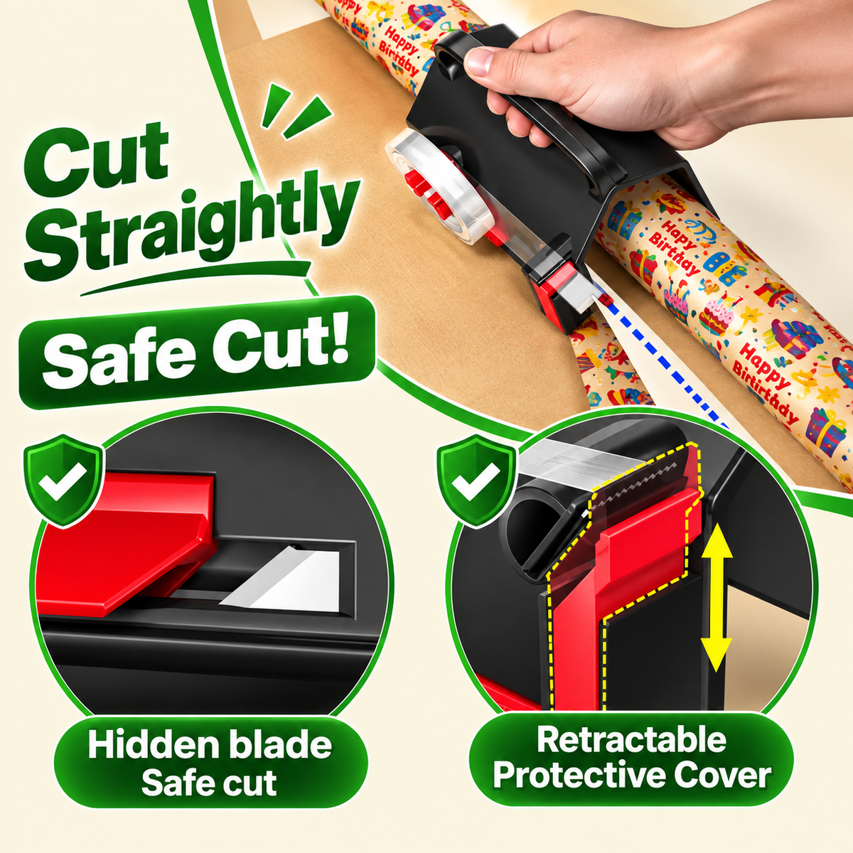 SmartWrap - Dual-Use Gift Wrapping Cutter & Tape Dispenser