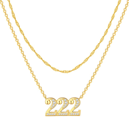 18K Gold Lucky Number Pendant Necklace — For Women