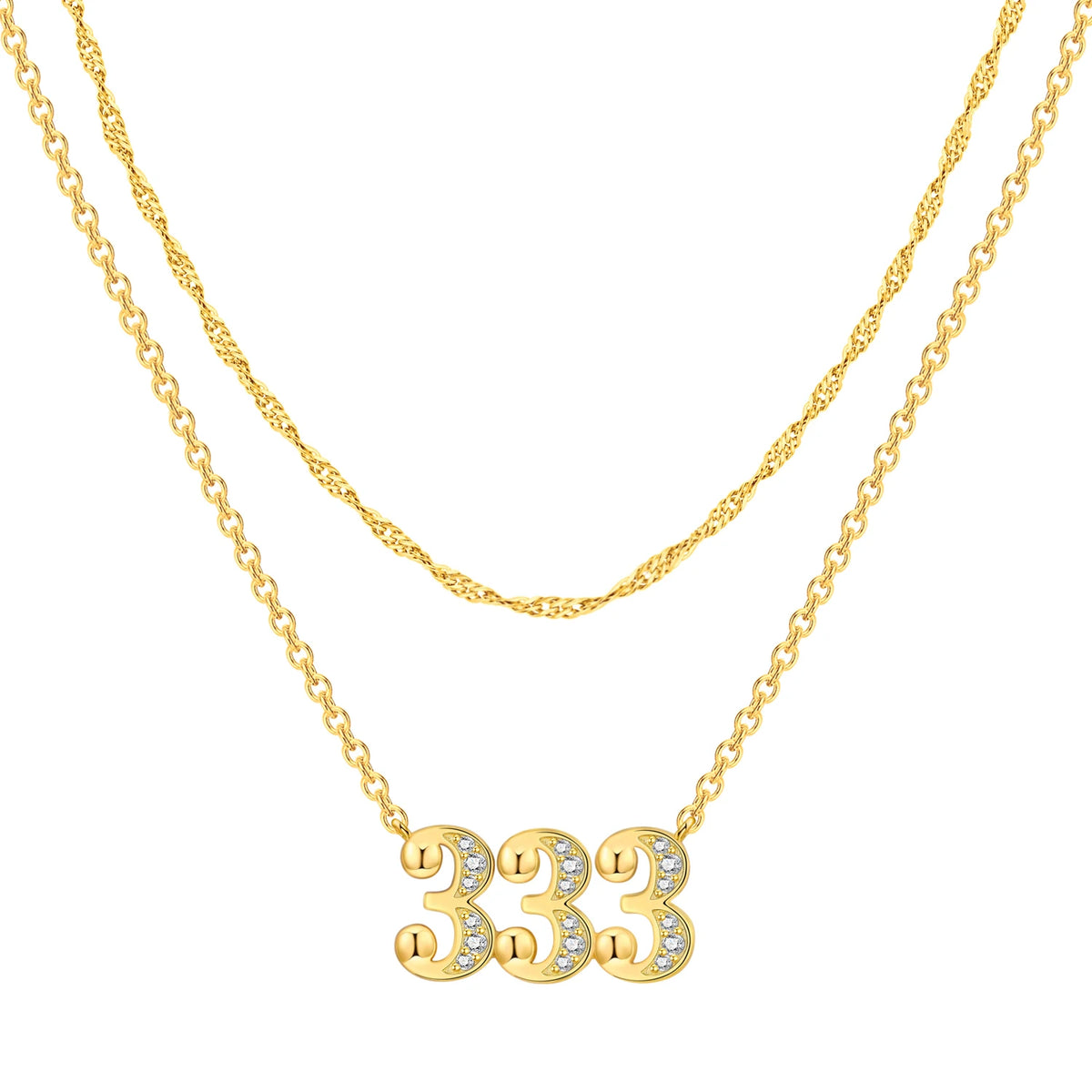 18K Gold Lucky Number Pendant Necklace — For Women