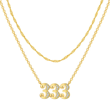 18K Gold Lucky Number Pendant Necklace — For Women