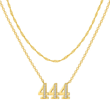 18K Gold Lucky Number Pendant Necklace — For Women