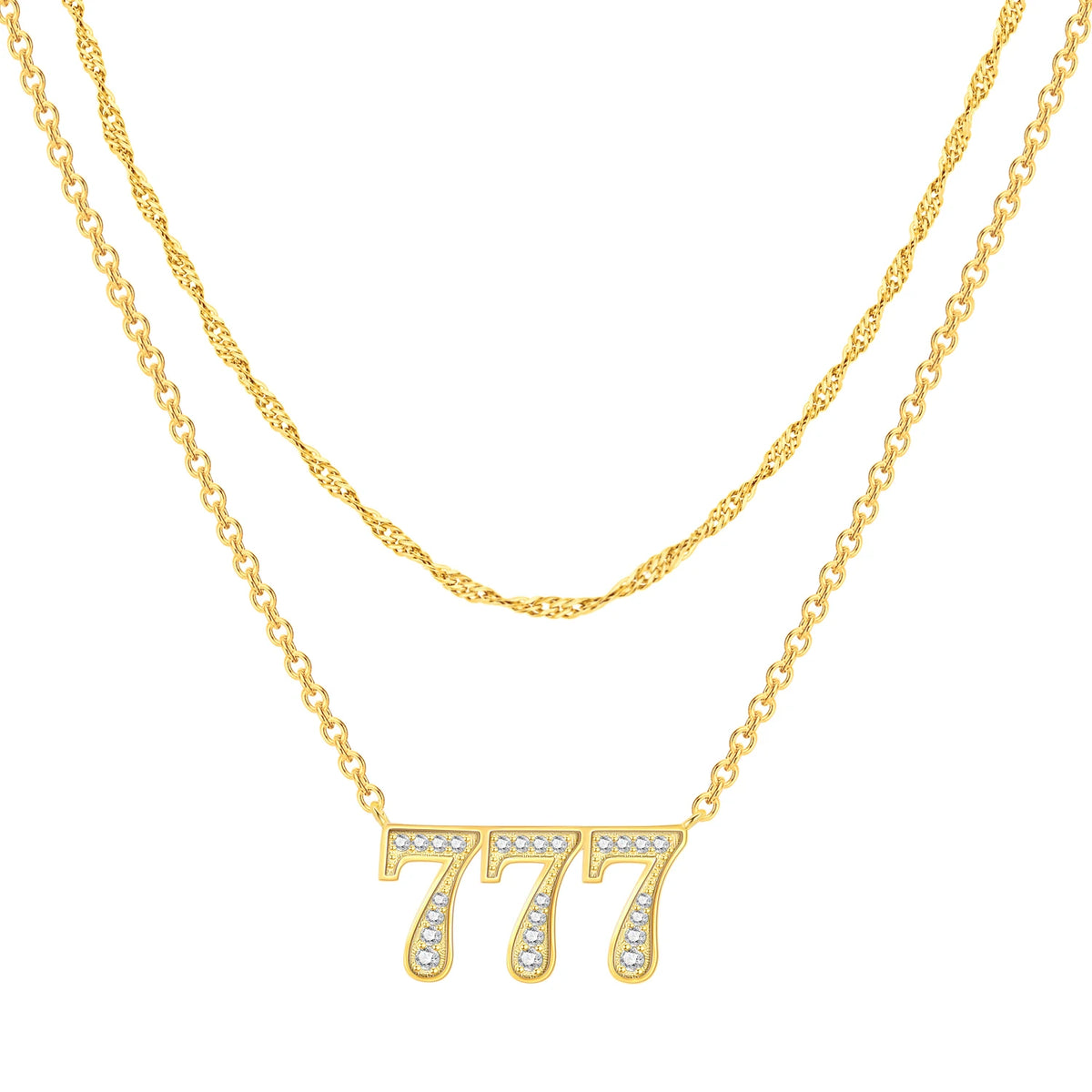 18K Gold Lucky Number Pendant Necklace — For Women
