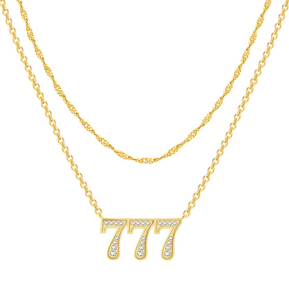 18K Gold Lucky Number Pendant Necklace — For Women