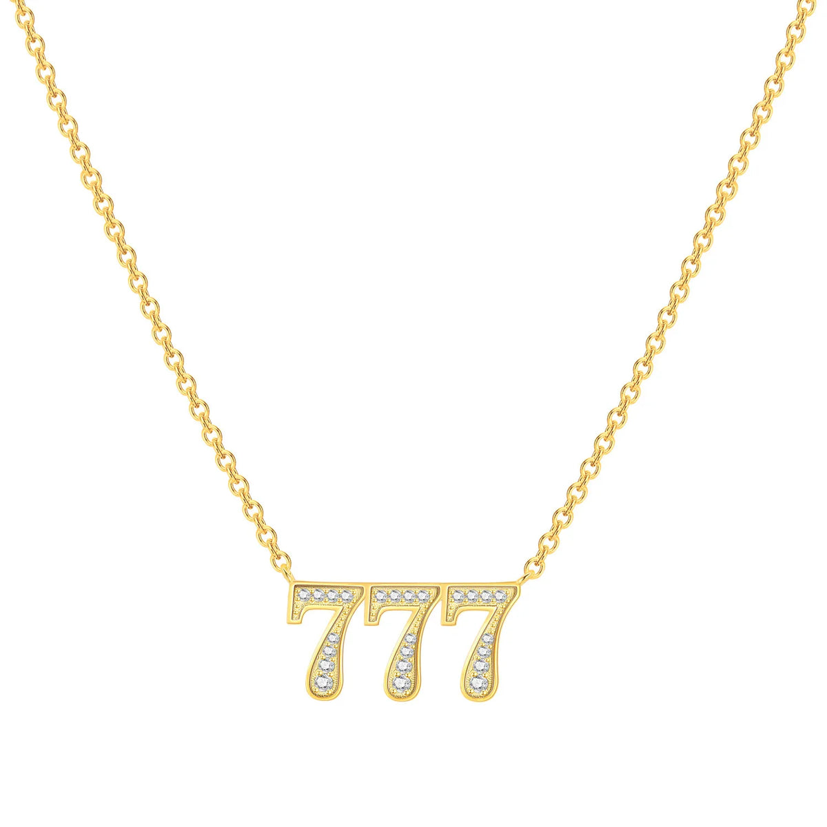 18K Gold Lucky Number Pendant Necklace — For Women