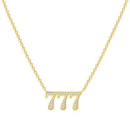 18K Gold Lucky Number Pendant Necklace — For Women