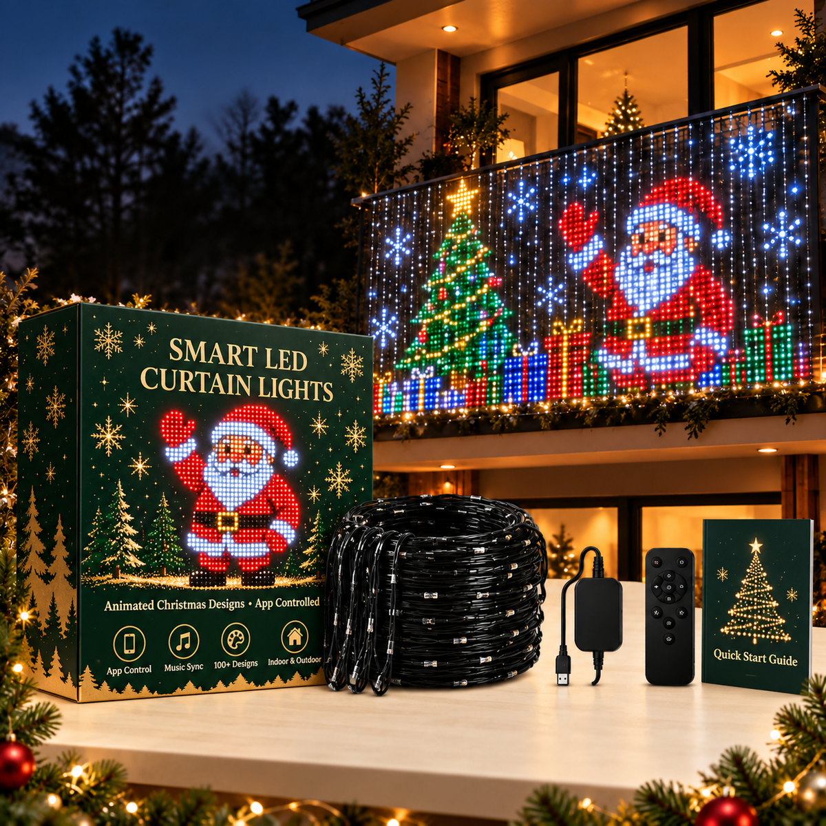 Smart Animated Christmas Lights — Balcony Decor