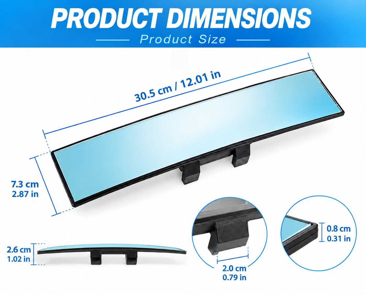Wide-Angle Rearview Mirror — for Cars, SUVs and Trucks