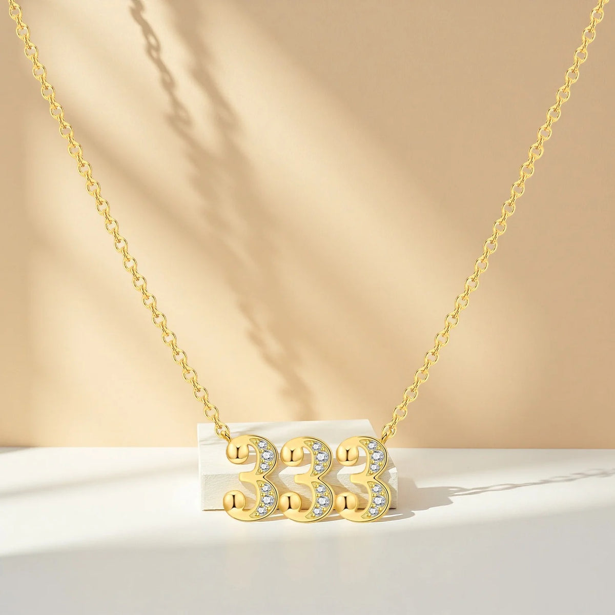 18K Gold Lucky Number Pendant Necklace — For Women