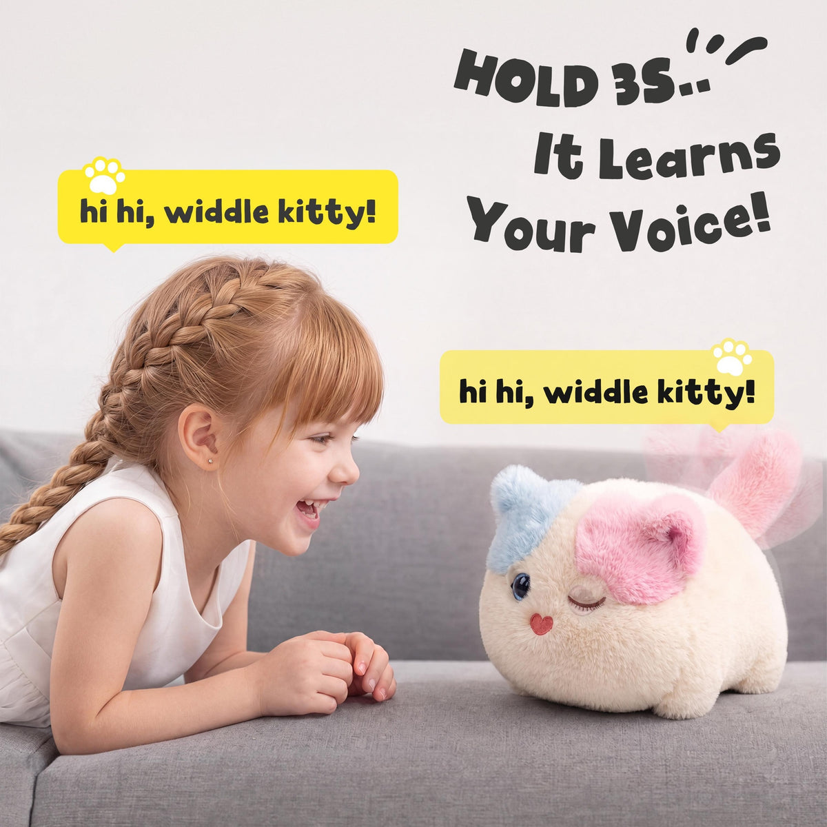 Interactive Fluffy Cat Plush Toy — for Kids Who Love Cuddles
