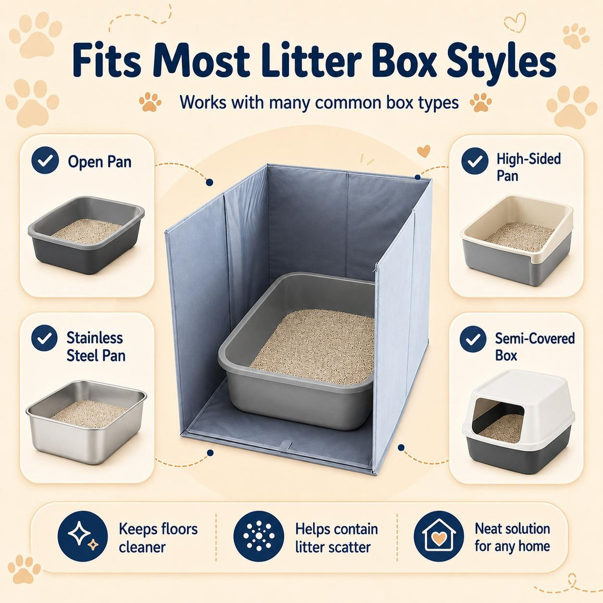 Foldable Cat Litter Box Splash Guard — for Cleaner Floors