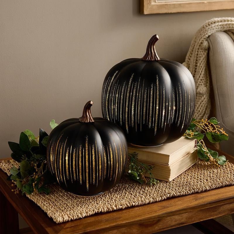 Glass Pumpkins — Lighted Halloween Decor - Black