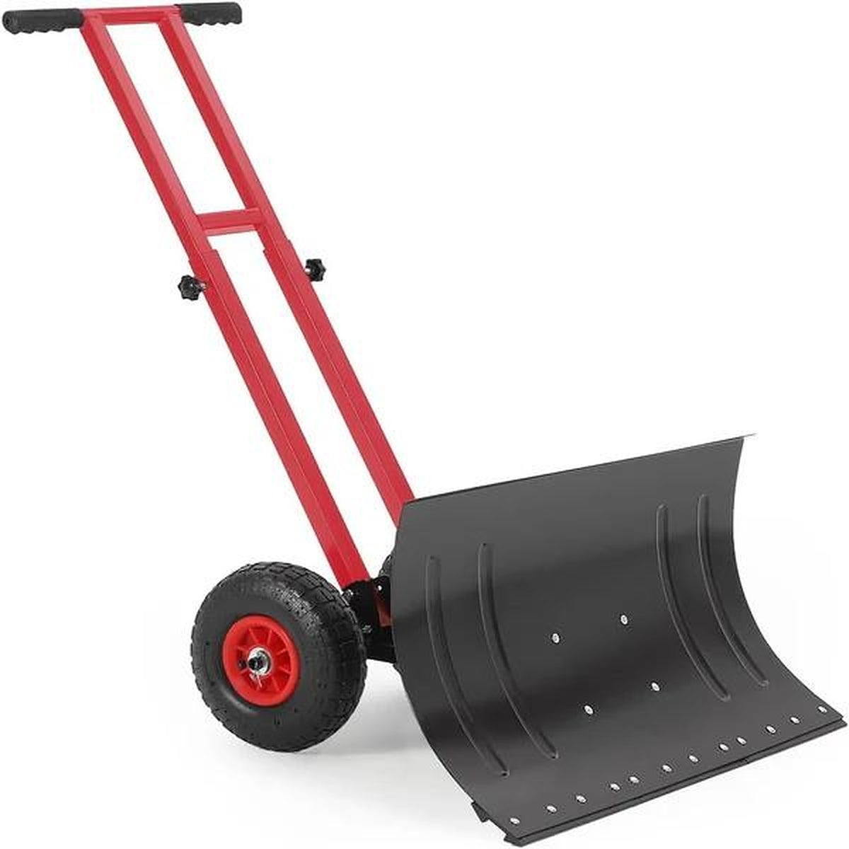 Wheeled Snow Shovel Pusher — for Driveways and Sidewalks - 30" W X 15"H-Double Lever-Red&Black