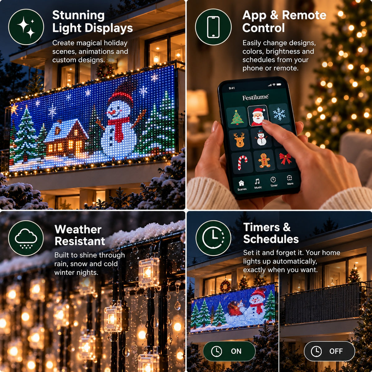 Smart Animated Christmas Lights — Balcony Decor