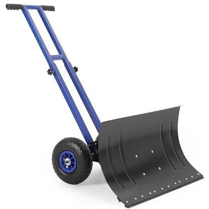 Wheeled Snow Shovel Pusher — for Driveways and Sidewalks - 30" W X 18"H-Double Lever-Blue&Black