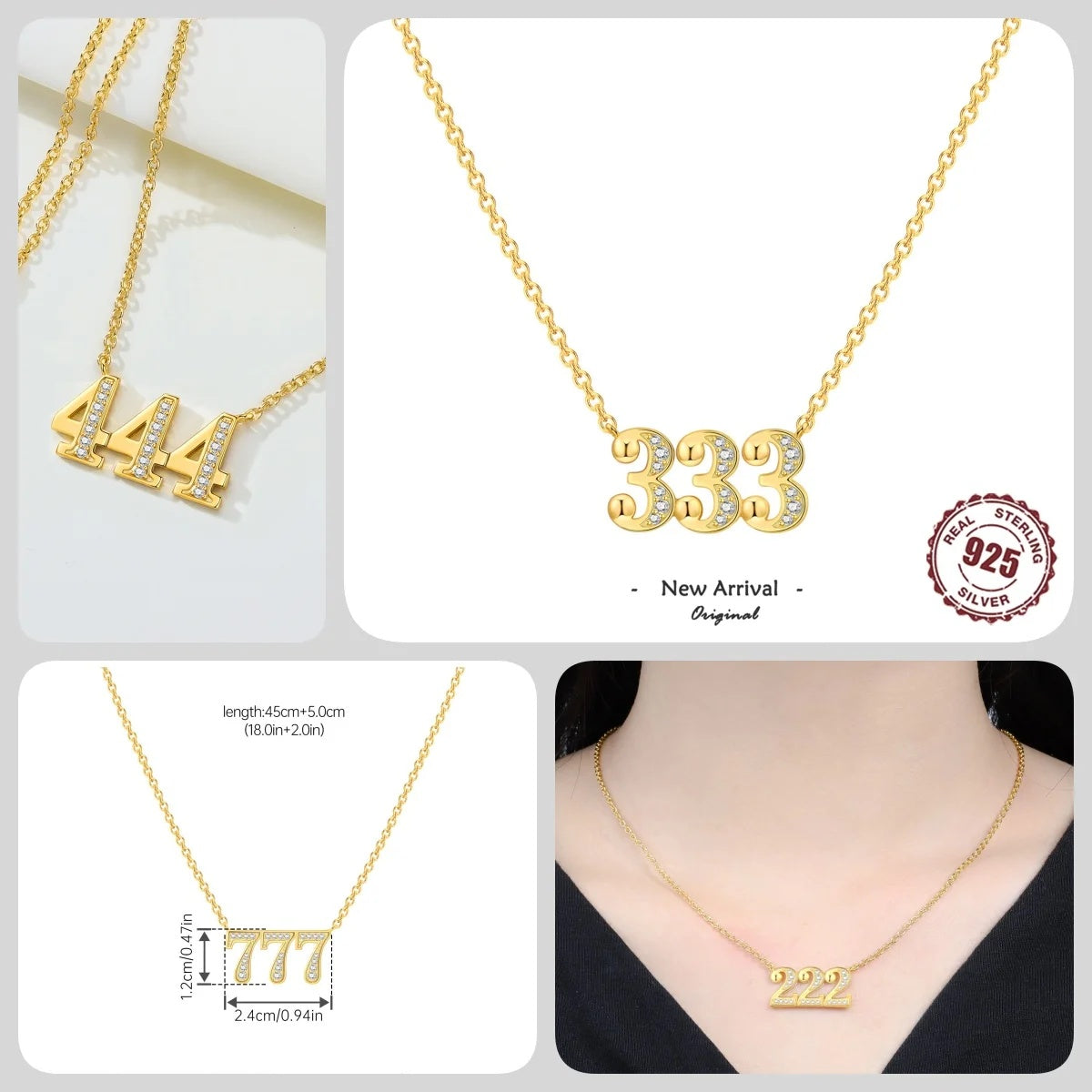 18K Gold Lucky Number Pendant Necklace — For Women