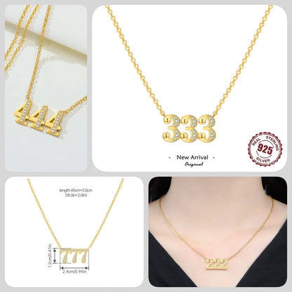 18K Gold Lucky Number Pendant Necklace — For Women